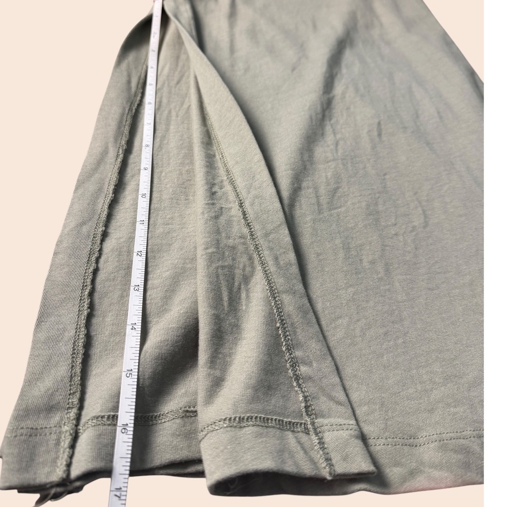 Rachel Zoe T-Shirt Maxi Dress V-Neck Size XL Khaki Short Sleeve Cotton Side Slit - Picture 11 of 13